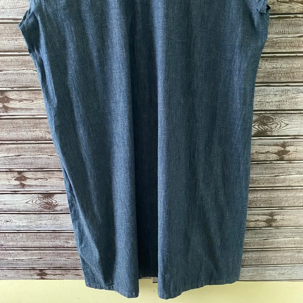 Anne Klein Women's‎ Short-Sleeved Dress Sz 16 Chambray Blue Dark Wash Zipper NWT